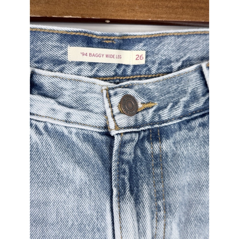 Levis '94 Baggy Wide Leg Jeans Womens 26x29.5 Light Blue Denim Mid Rise - Picture 5 of 8
